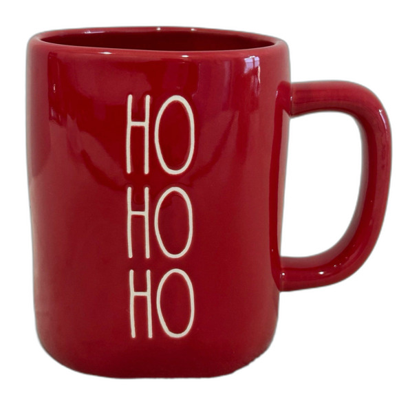Rae Dunn Artisan Collection by Magenta “HO HO HO” Embossed Ceramic Christmas Mug - Picture 1 of 10
